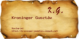 Kroninger Gusztáv névjegykártya