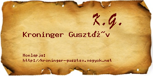 Kroninger Gusztáv névjegykártya